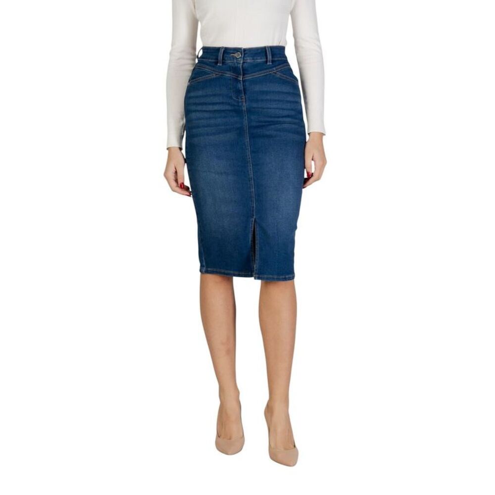 Morgan De Toi Blue Cotton Long Women's Skirt